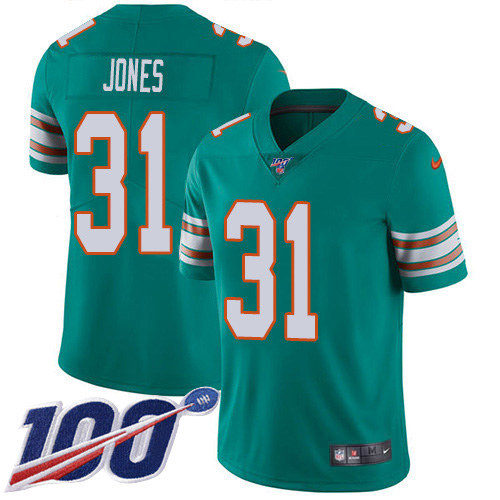 Nike Miami Dolphins 31 Byron Jones Aqua Green Alternate Youth Stitched NFL 100th Season Vapor Untouchable Limited Jersey